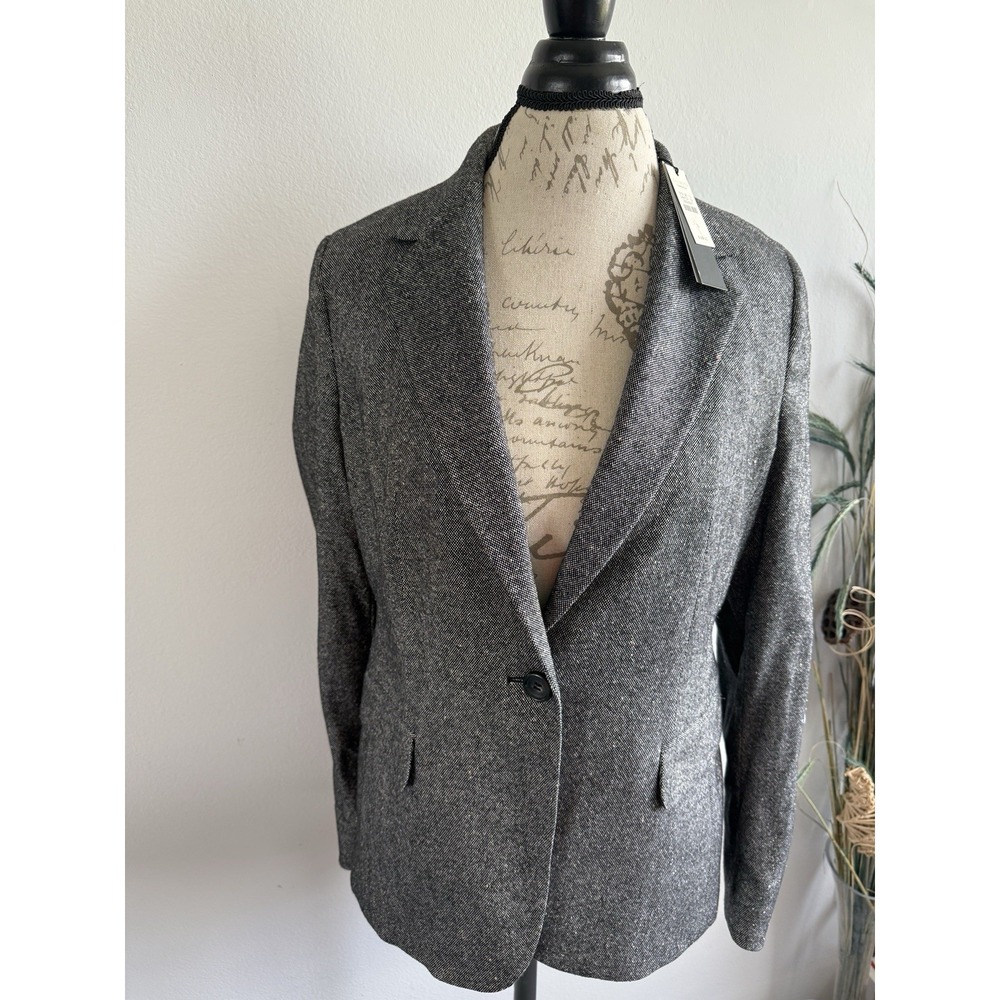 Talbots Women's Grace Fit Flatteringly Classic Gray Blazer Jacket Size 10 NWT‎